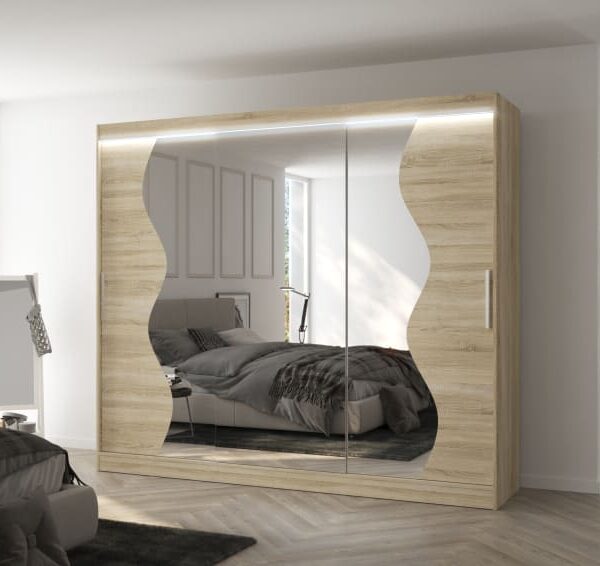 LED tükrös tolóajtós szekrény SHARON 250