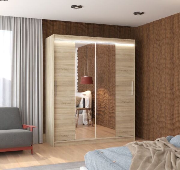 Tükörrel ellátott tolóajtós szekrény DALLAS 180