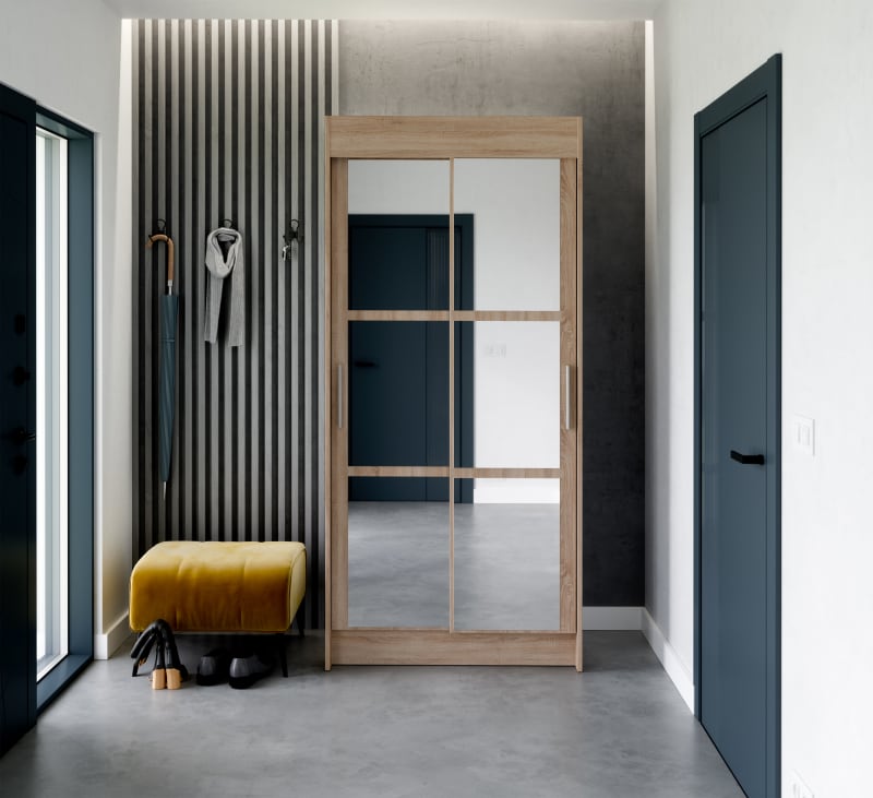 2ff12286-3972-40c7-3a87-08db3a8f08b5.jpg Tolóajtós szekrény tükörrel KARYL 100 - Image 1