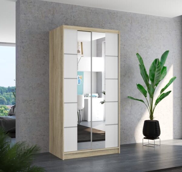 Biztonsági tükrös tolóajtós szekrény KSAWER 100