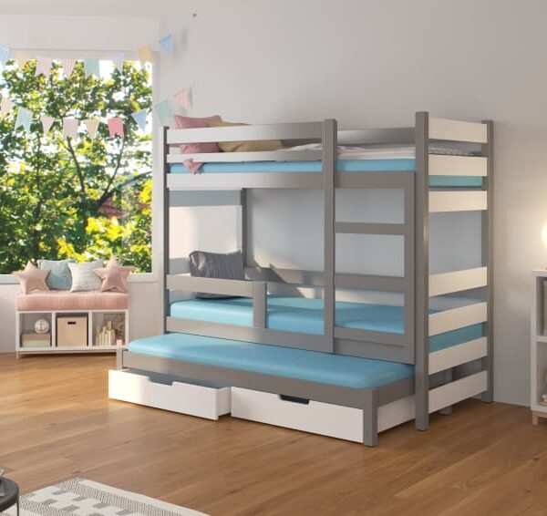 Háromszemélyes emeletes ágy matracokkal KARLO