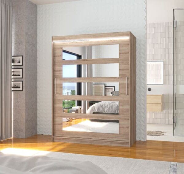 Tükörrel ellátott tolóajtós szekrény MURANI 150