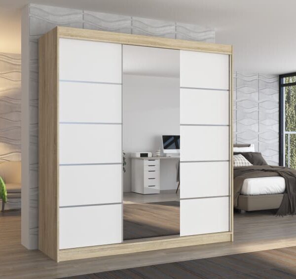 Biztonsági tükrös tolóajtós szekrény BERGEN 200