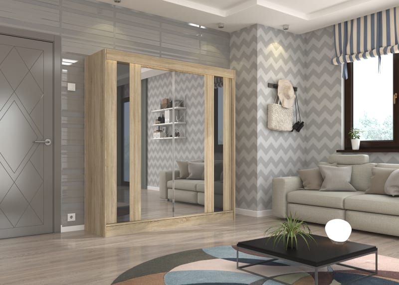 d22b38f5-1f34-4370-de95-08dab6c3cd23.jpg Tolóajtós szekrény tükörrel és Üveg_díszlel KEITA - Image 1