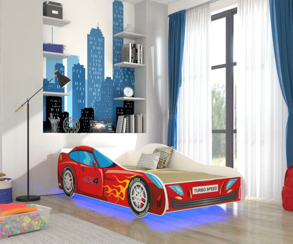 LED AUTO 4x4 matraccal és világítással ágy