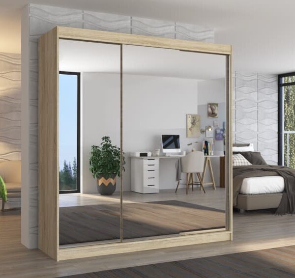 Biztonsági tükrös tolóajtós szekrény AUSTIN 200