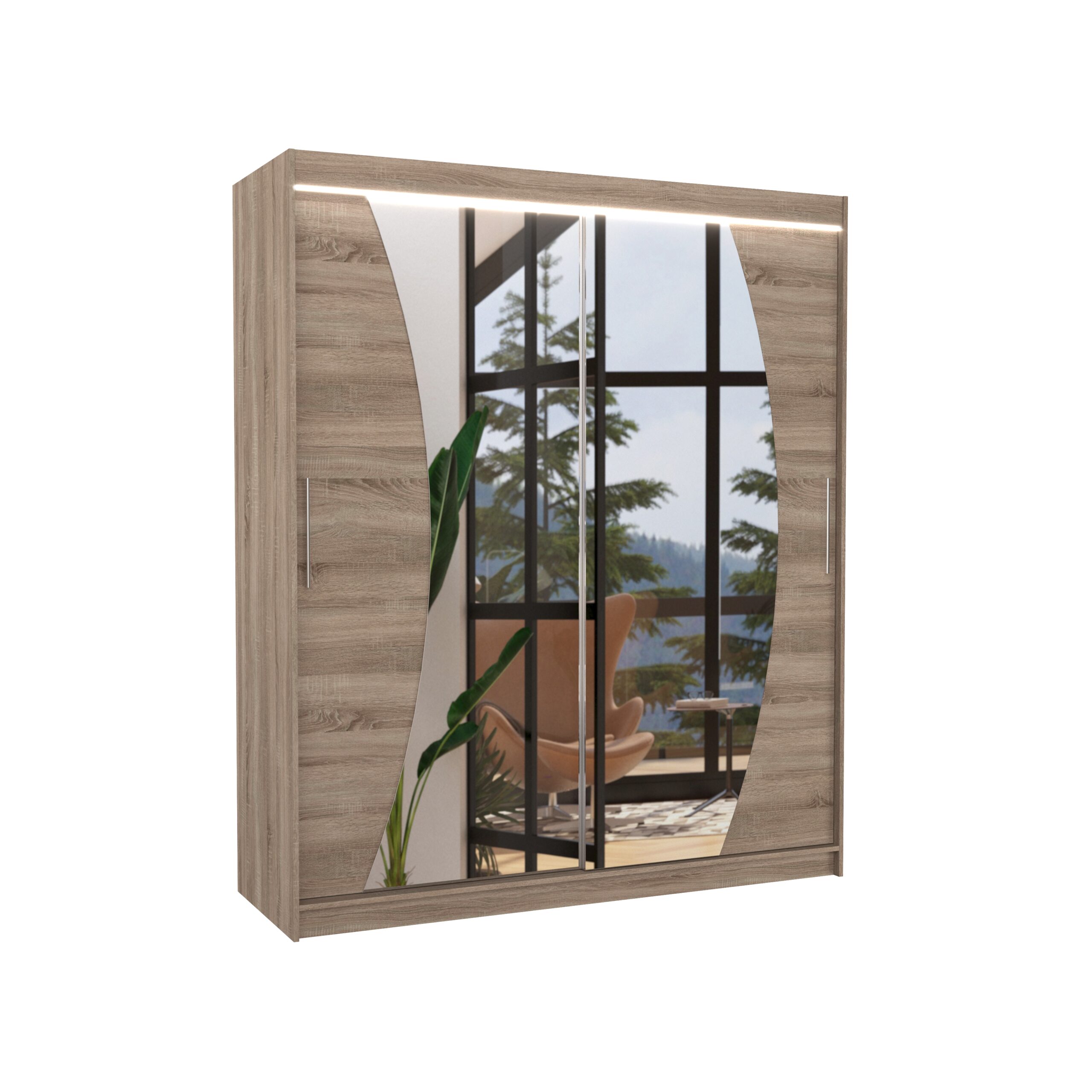 Tolóajtós szekrény tükörrel és LED világítással DOLORES 180 - Image 2