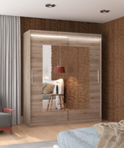 Tolóajtós szekrény tükörrel és LED világítással ROSETTE 180