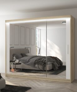 LED tükrös tolóajtós szekrény CHESTER 250