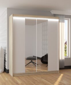 Tolóajtós szekrény tükörrel és LED világítással BALANCE 180