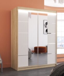 Tükörrel ellátott tolóajtós szekrény NORDIC 150