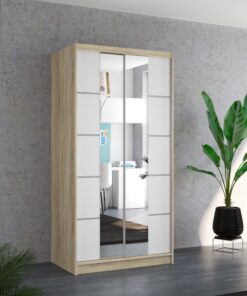 Biztonsági tükrös tolóajtós szekrény KSAWER 100