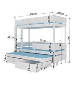 Alternative view of Háromszemélyes emeletes ágy ETAPO