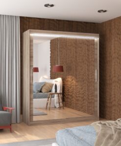 Tolóajtós szekrény tükörrel és LED világítással ETTORE 180