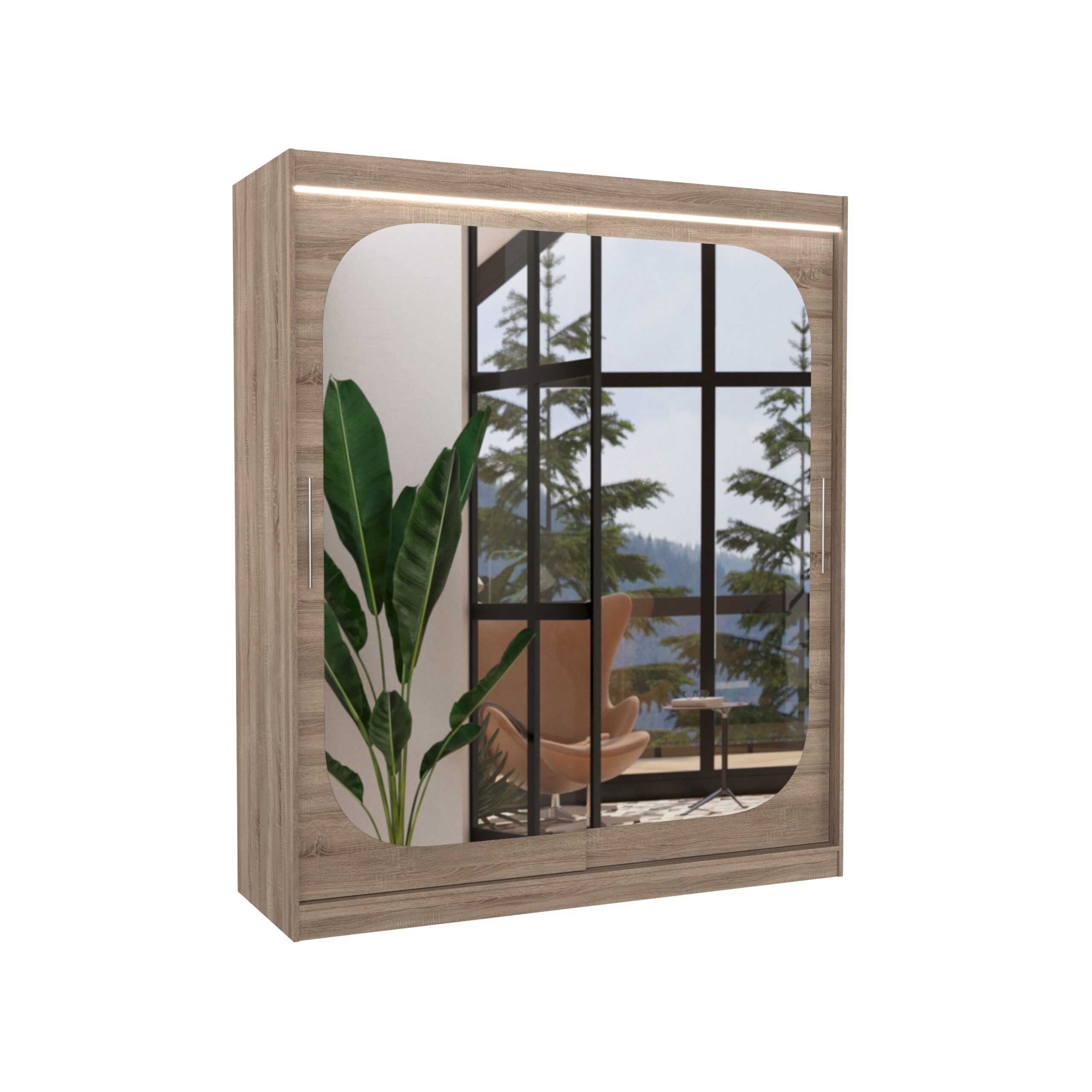 Tolóajtós szekrény tükörrel és LED világítással ARIZONA 180 - Image 2