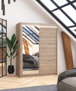 Tükörrel ellátott tolóajtós szekrény BIANCO 150