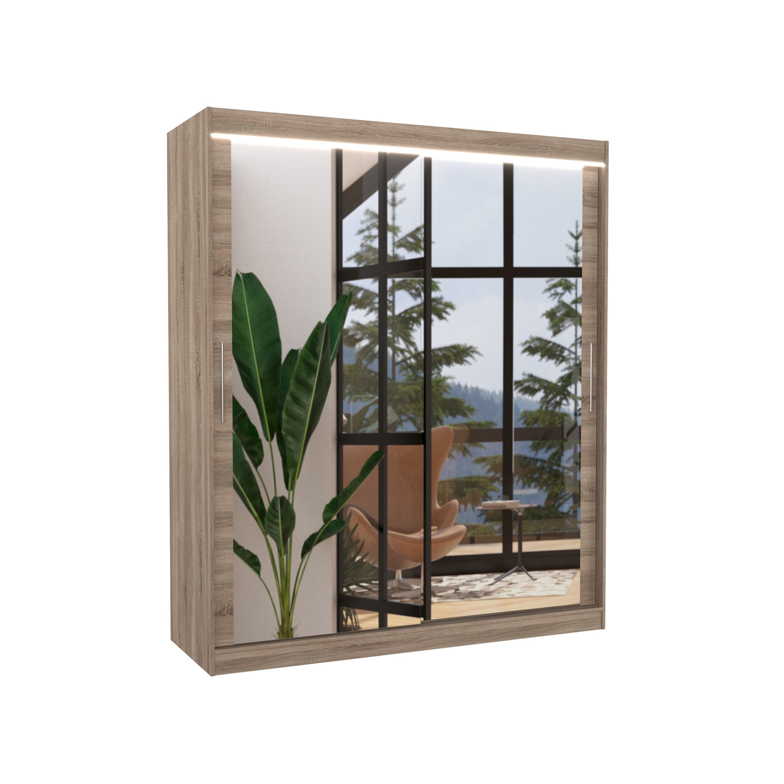 Tolóajtós szekrény tükörrel és LED világítással ETTORE 180 - Image 2