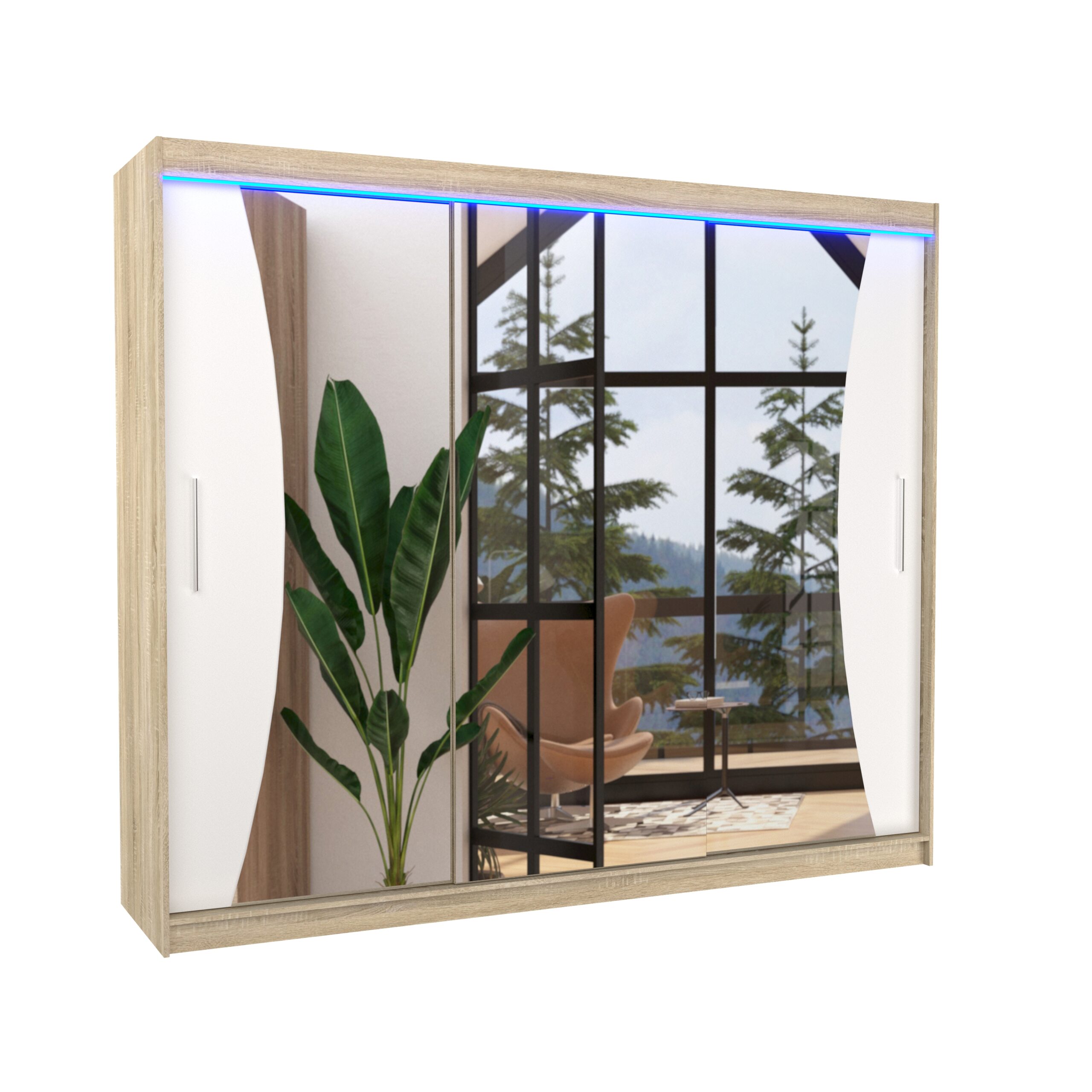 LED tükrös tolóajtós szekrény DIEGO 250 - Image 2