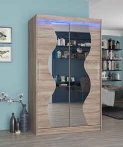 Tükörrel ellátott tolóajtós szekrény OSWALD 120