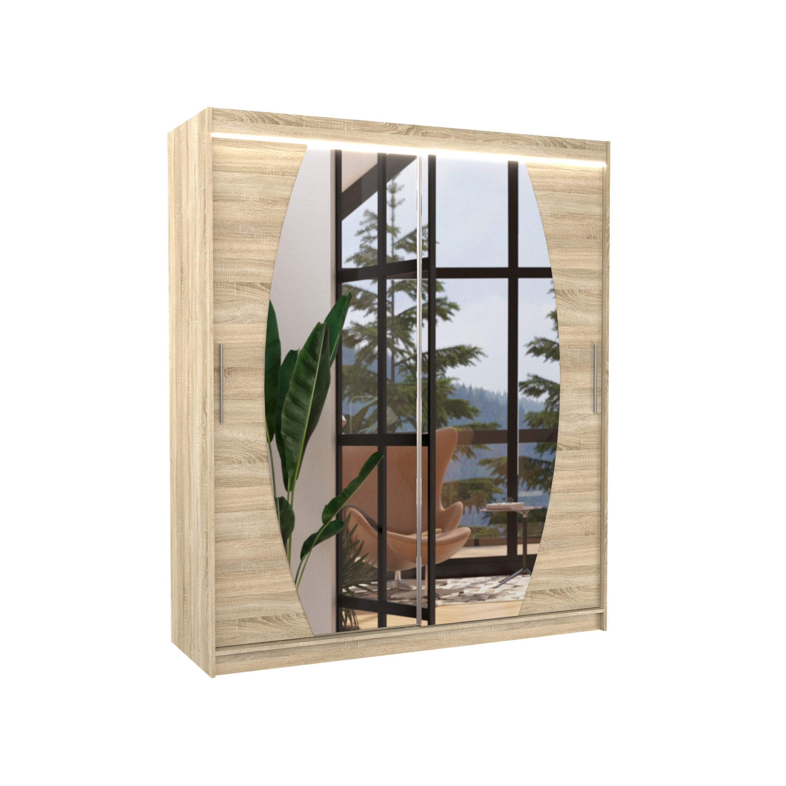 Tolóajtós szekrény tükörrel és LED világítással BALTIMORE 180 - Image 2